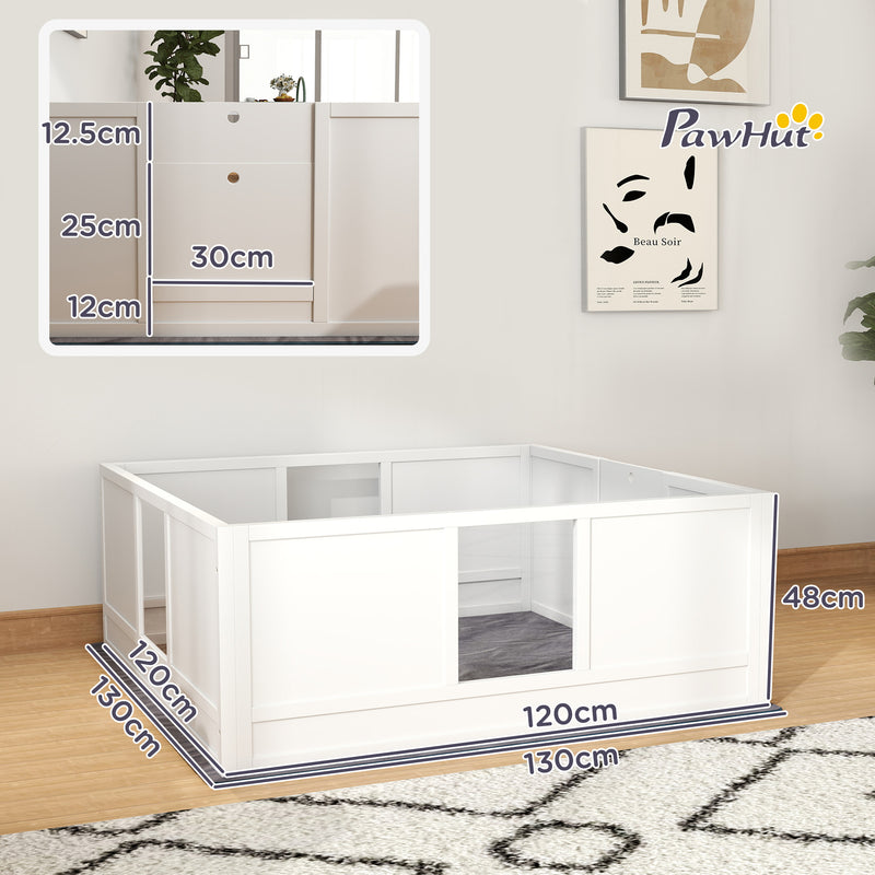 PawHut Dog Whelping Box with Whelping Pad, Adjustable Entrance - White