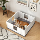 PawHut Dog Whelping Box with Whelping Pad, Adjustable Entrance - White