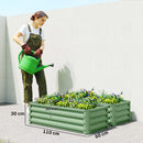 Outsunny Set of 2 Raised Garden Bed Galvanised Planter Box, Light Green