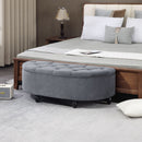 HOMCOM Semi-Circle Storage Ottoman Bench Tufted Upholstered Accent Footrest