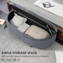 HOMCOM Semi-Circle Storage Ottoman Bench Tufted Upholstered Accent Footrest