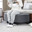 HOMCOM Semi-Circle Storage Ottoman Bench Tufted Upholstered Accent Footrest