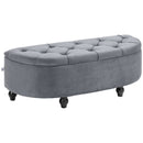 HOMCOM Semi-Circle Storage Ottoman Bench Tufted Upholstered Accent Footrest