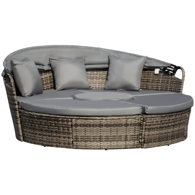 Outsunny Garden Daybed with Table - Grey