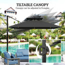 Outsunny 3.5m Aluminium Cantilever Parasol W/ LED Lights Crank Tilt UV50+