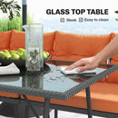 Outsunny Sectional Outdoor Furniture with Glass Top Table, Orange