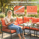 Outsunny Sectional Outdoor Furniture with Glass Top Table, Orange