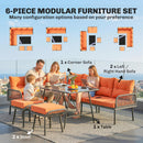 Outsunny Sectional Outdoor Furniture with Glass Top Table, Orange