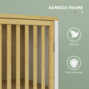 HOMCOM Under Sink Bathroom Cabinet, Bamboo Sink Storage Cabinet Slat Doors