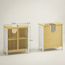 HOMCOM Under Sink Bathroom Cabinet, Bamboo Sink Storage Cabinet Slat Doors