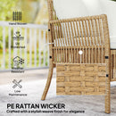 Outsunny 3 Piece Rattan Garden Furniture Set With Cushions, Natural Wood