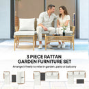 Outsunny 3 Piece Rattan Garden Furniture Set With Cushions, Natural Wood