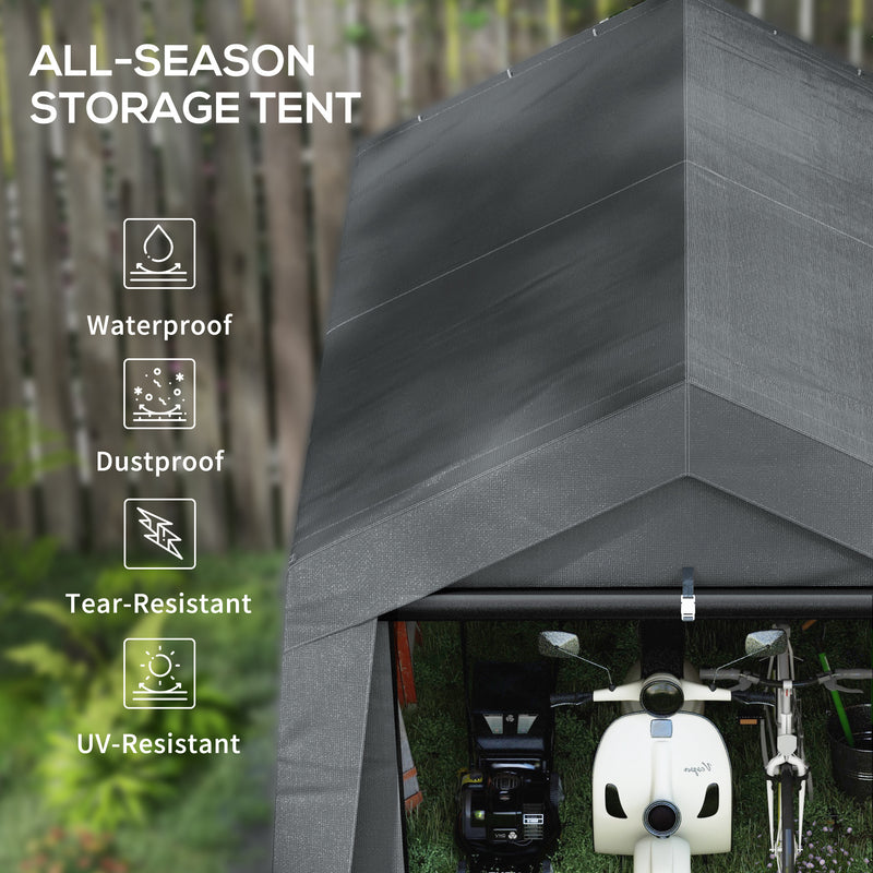 Outsunny 3 x 3(m) Portable Shed, Waterproof and Heavy Duty Dark Grey