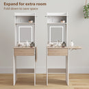HOMCOM Compact Dressing Table with Lighted Mirror Open Shelves Drawer White