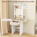 HOMCOM Compact Dressing Table with Lighted Mirror Open Shelves Drawer White
