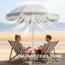 Outsunny 1.8 M Beach Umbrella Parasol With Sand Anchor, 30 Tilt, Light Grey