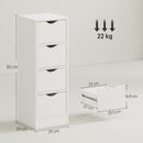 HOMCOM 4-Drawer Bathroom Cabinet, Freestanding Narrow Cabinet, White