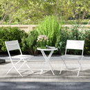 Outsunny 3 Pieces Outdoor Bistro Set, Glass Top Table and Chairs, White