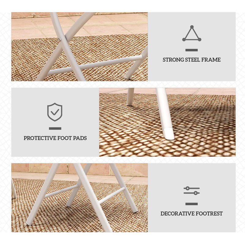 Outsunny 3 Pieces Outdoor Bistro Set, Glass Top Table and Chairs, White