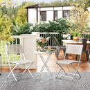 Outsunny 3 Pieces Outdoor Bistro Set, Glass Top Table and Chairs, White