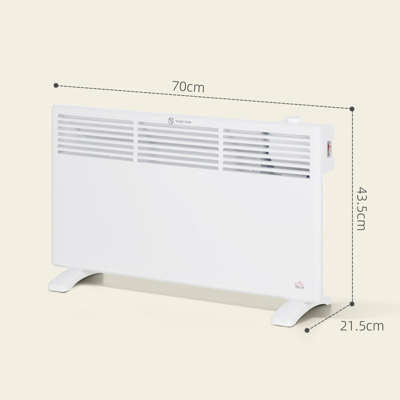 HOMCOM White 1500W Panel Heater, Low Energy Electric Heater for Home