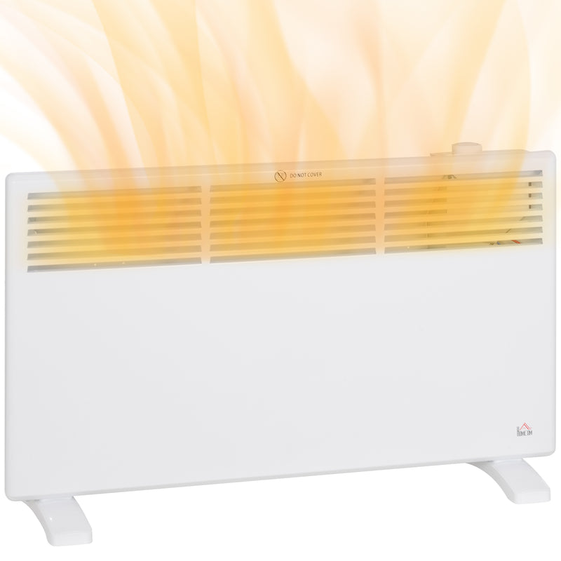 HOMCOM White 1500W Panel Heater, Low Energy Electric Heater for Home
