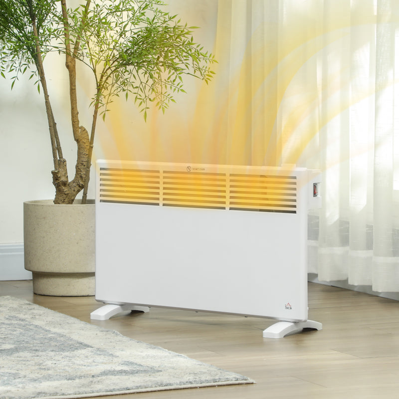 HOMCOM White 1500W Panel Heater, Low Energy Electric Heater for Home