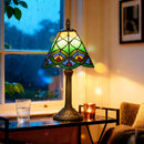 HOMCOM Handcrafted Stained Glass Bedside Lamp, Tiffany Style Table Lamp