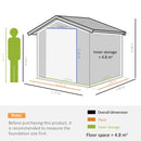 Outsunny Storage Shed in Galvanised Steel with Sliding Door 9ft x 6ft - Grey