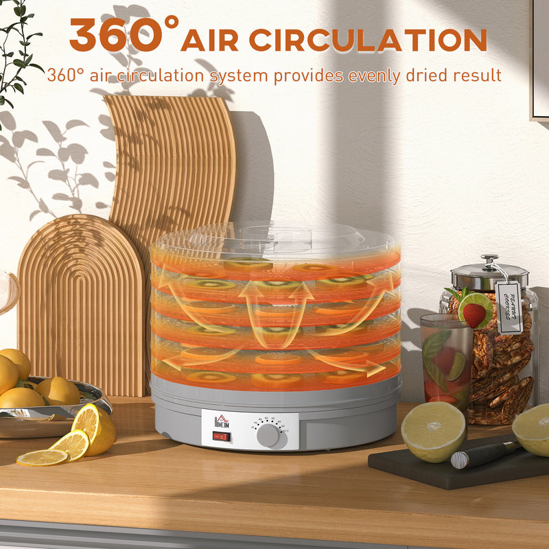 HOMCOM 5 Tier Food Dehydrator for Drying Fruit Meat Vegetable Pet Treat