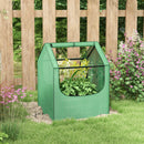 Outsunny Raised Garden Bed Planter Box with Greenhouse, Green and Silver