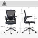 HOMCOM Ergonomic Tall Office Chair, 360 Degree Swivel Task Stool, Black