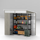 Outsunny 6.5x4FT Garden Shed Lockable Metal Tool Shed Light Grey Wood Effect