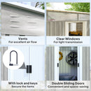 Outsunny 6.5x4FT Garden Shed Lockable Metal Tool Shed Light Grey Wood Effect