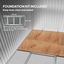 Outsunny 6.5x4FT Garden Shed Lockable Metal Tool Shed Light Grey Wood Effect