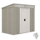 Outsunny 6.5x4FT Garden Shed Lockable Metal Tool Shed Light Grey Wood Effect