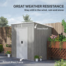 Outsunny 6.5x4FT Garden Shed Lockable Metal Tool Shed Light Grey Wood Effect