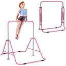 HOMCOM Kids Pink Gymnastic Bar W/ Adjustable Height, Foldable Training Bar