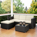 Outsunny Garden Furniture Set W/ Padded Cushions Corner Sofa Set, Black