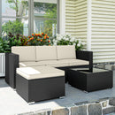 Outsunny Garden Furniture Set W/ Padded Cushions Corner Sofa Set, Black