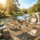 Outsunny 4ft Folding Camping Table, Picnic Table with Roll Up Top, Brown
