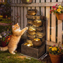 Outsunny Outdoor Fountain with LED Lights, Cascading Waterfall Feature