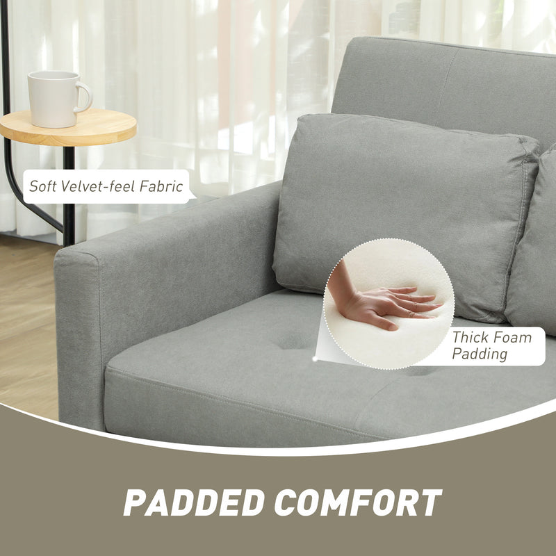 HOMCOM 2 Seater Sofa Bed Convertible Bed Settee with Cushions, Pockets, Grey