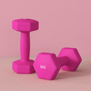 SPORTNOW Set Of 2 Hexagonal Dumbbells Weights Pair, 2 X 3kg, Pink
