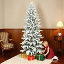 HOMCOM 6ft Pencil Christmas Tree with Snow, Realistic Tips, Easy Assembly