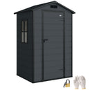 Outsunny 4 X 3 Ft Plastic Small Garden Shed With Lockable Door, Dark Grey