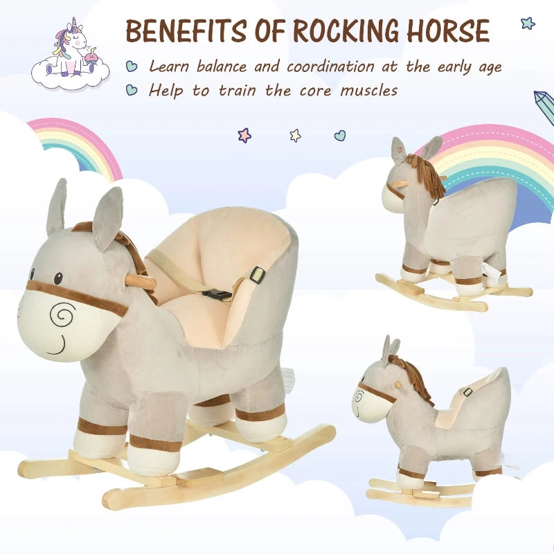HOMCOM children's   Rocking Donkey - Grey
