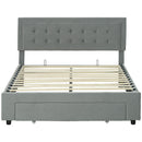 HOMCOM Double Bed Frame With Storage And Adjustable Velvet Headboard