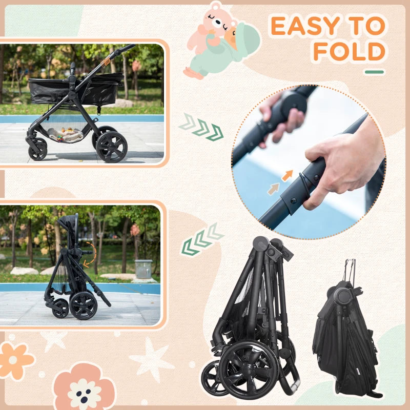 HOMCOM 2 in 1 Lightweight Pushchair  - Black