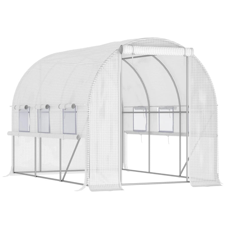 Outsunny Greenhouse Polytunnel 3x2x2m - White